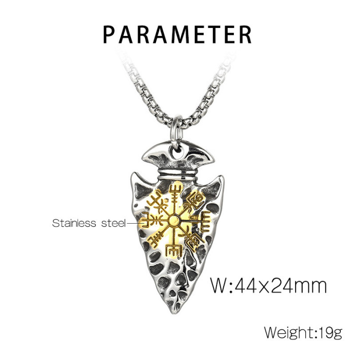 Wholesale Stainless Steel Retro Viking Pirate Spear Runes Amulet Pendant