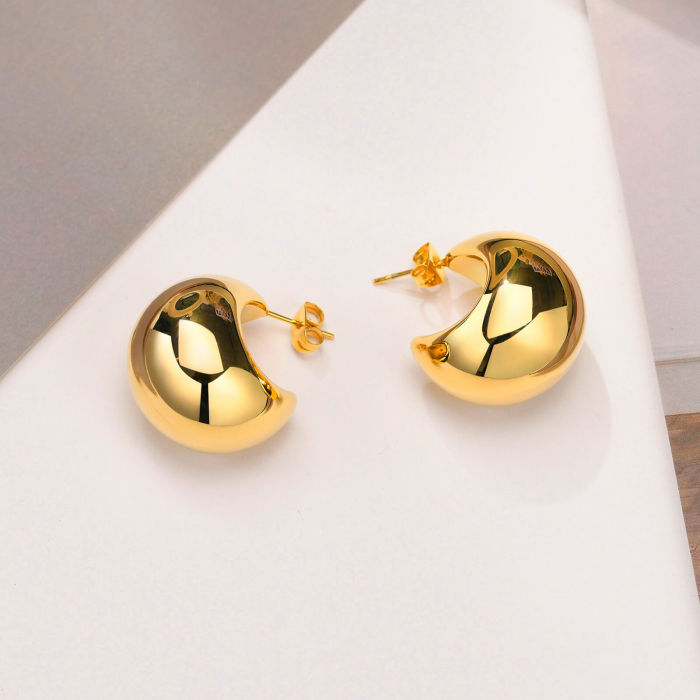 Wholesale Stainless Steel Hollow Crescent Moon Earrings