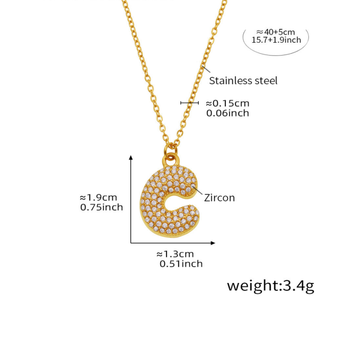 Wholesale Stainless Steel 5A CZ Initial Necklace
