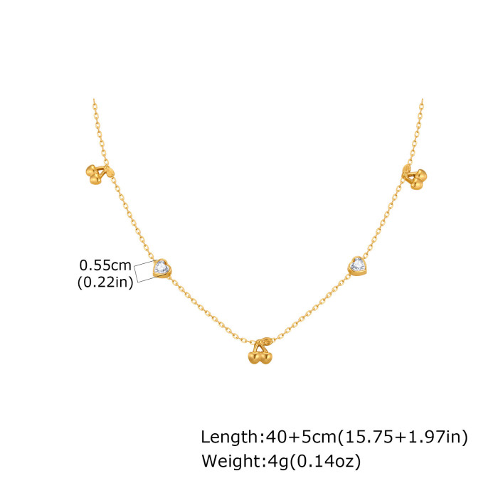Wholesale Stainless Steel Cherry Necklace