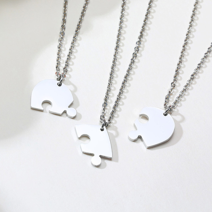 Wholesale Stainless Steel Puzzle Piece Necklace Best Friends