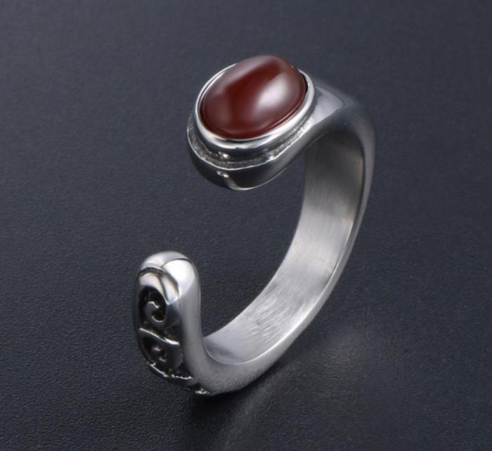 Wholesale Men's Nepal Gem Stone Open-End Stainless Steel Ring
