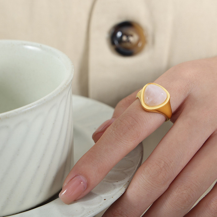 Wholesale Stainless Steel Natural Stone Signet Ring