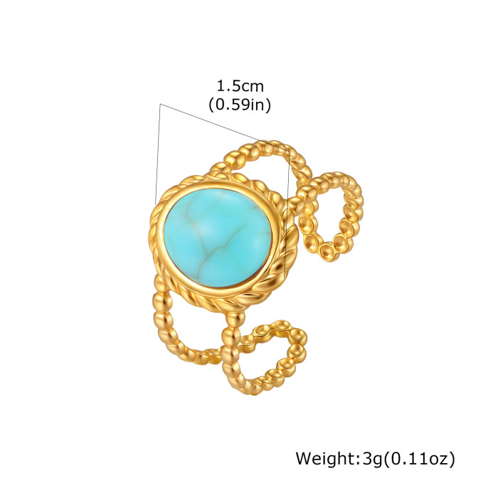 Wholesale Stainless Steel Vintage Beaded Stone Rings