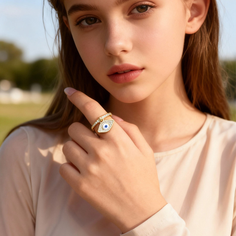 Wholesale Copper Evil Eye Charm Ring
