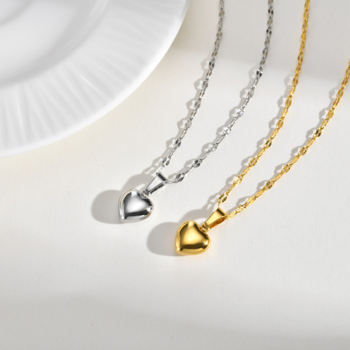 Wholesale High Polish Stainless Steel Heart Pendant Necklace