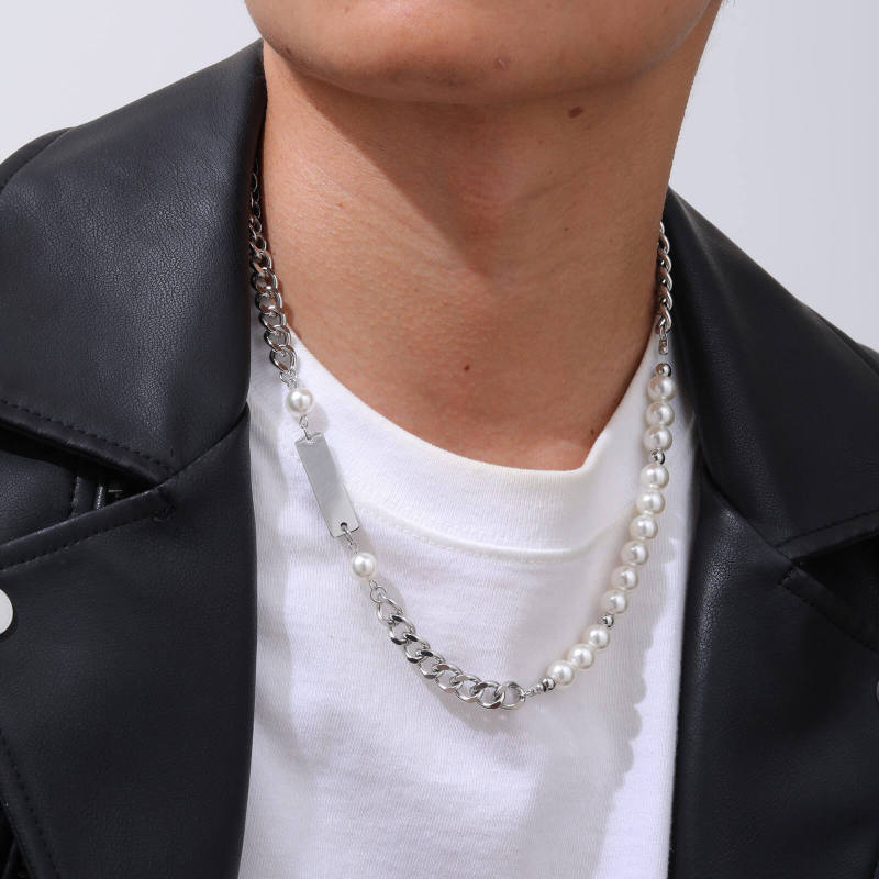 Wholesale Stainless Steel Chain Imitation Pearl Necklace