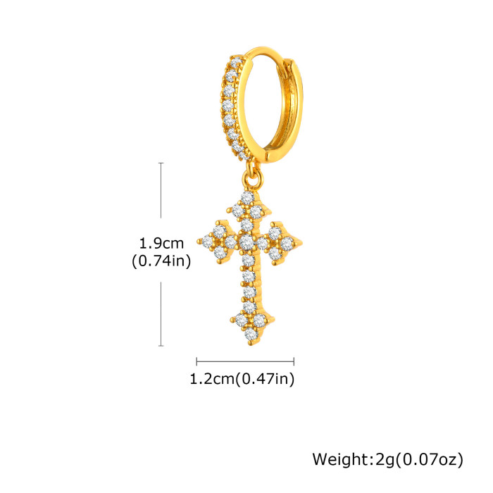 Wholesale Copper Zirconia Cross Earrings