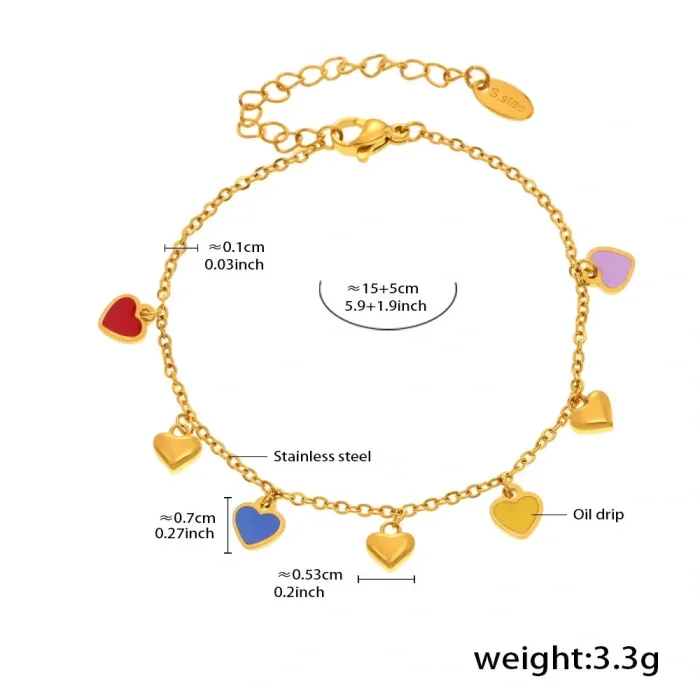 Wholesale Stainless Steel Colorful Heart Jewelry Set