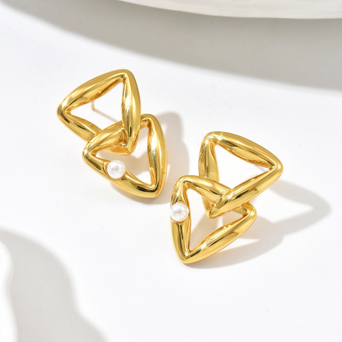 Wholesale Stainless Steel Interlocking Triangle Earrings