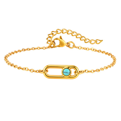 Wholesale Stainless Steel Oval Geometric Turquoise Bracelet