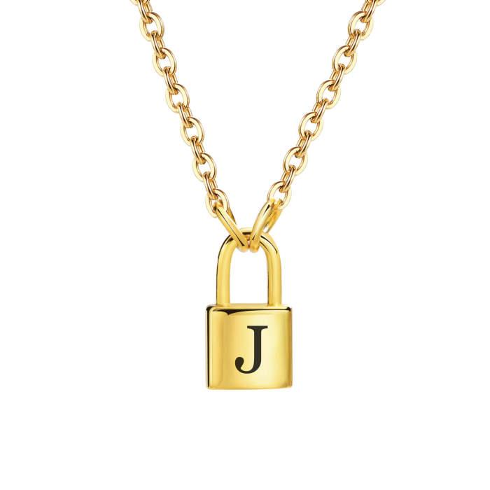 Wholesale Stainless Steel Initial Padlock Necklace