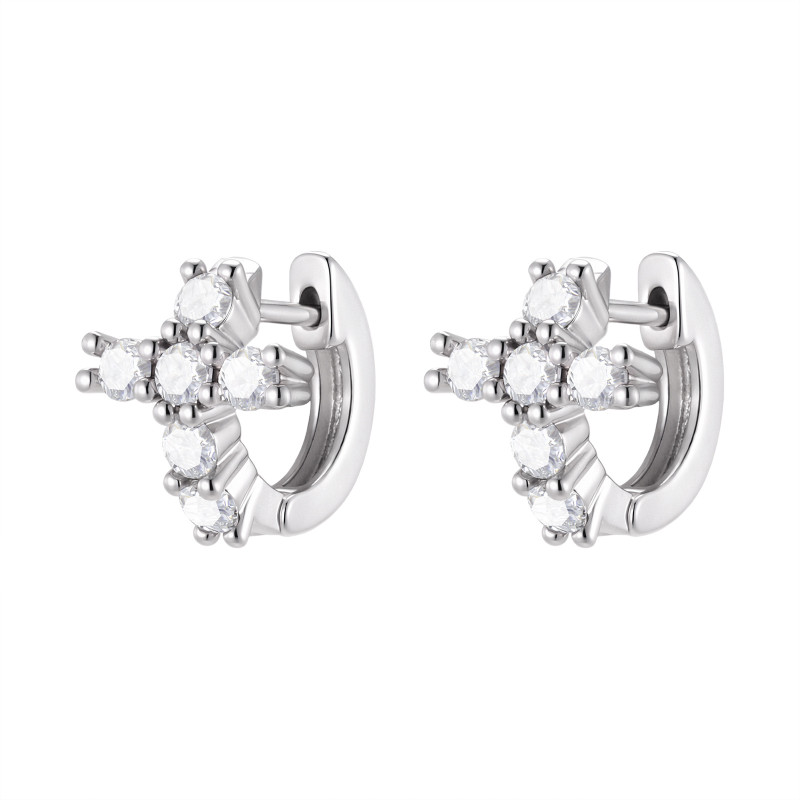 Wholesale Brass Rhodium Plated Cross Hoop Earrings
