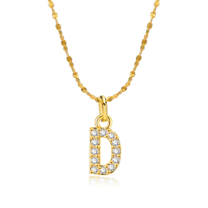 Wholesale Copper A Z Initial Lettter Pendant Necklaces