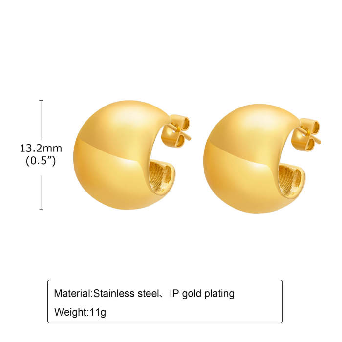 Wholesale Stainless Steel Chunky C Shape Stud Earring