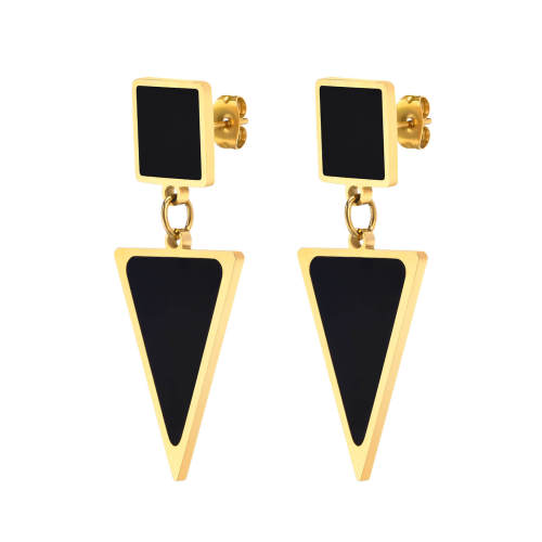 Wholesale Stainless Steel Square Link Triangle Dangle Earrings