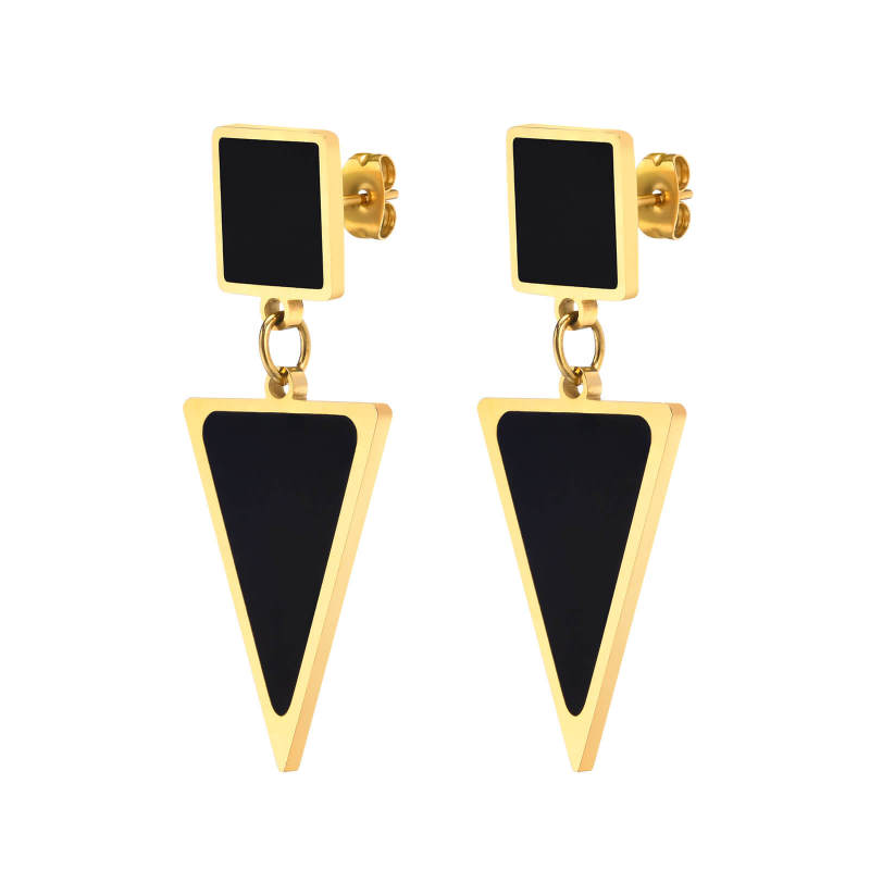Wholesale Stainless Steel Square Link Triangle Dangle Earrings