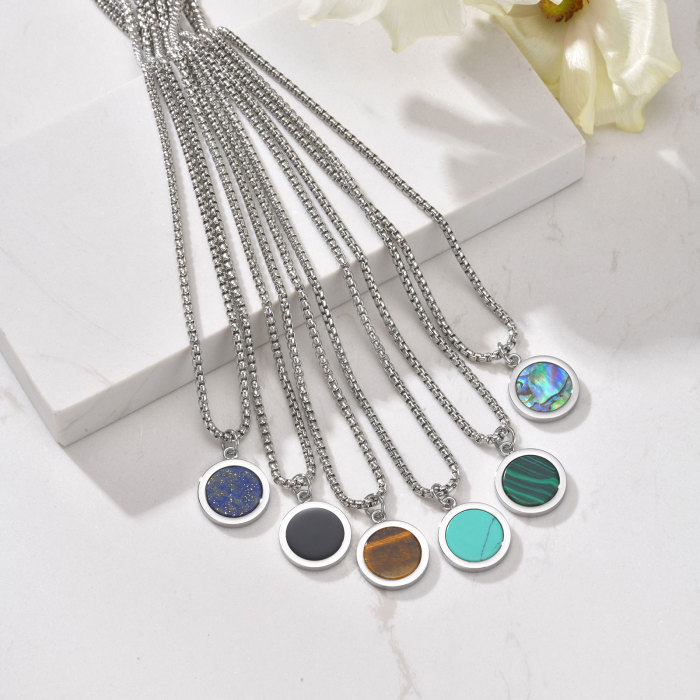 Wholesale Stainless Steel Simple Coin Pendant with Enamel