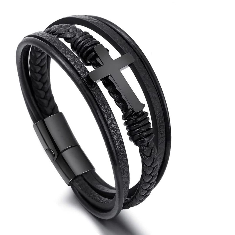 Wholesale Leather Bracelet with Cross