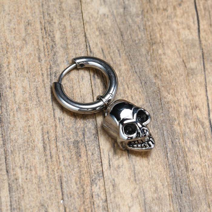 Wholesale Stainless Steel Skull Drop Hoop Earrings