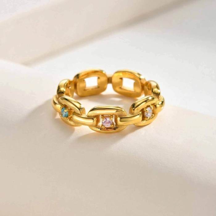 Wholesale CZ Inlay Stainless Steel Cuban Link Ring