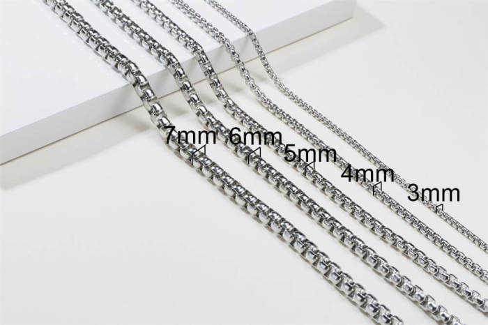 Wholesale Stainless Steel Multi-standard Round Box Chain Necklace