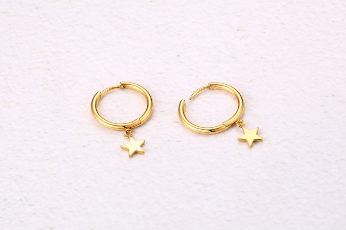 Wholesale Stainless Steel Dainty Star Hoop Earrings