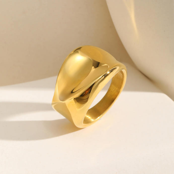 Wholesale Stainless Steel Glossy Gold Ring