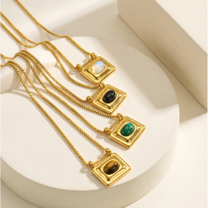 Wholesale Gold Plated Natural Stone Pendant