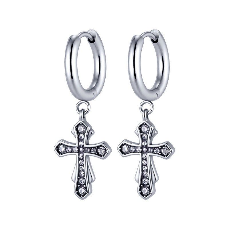 Wholesale Stainless Steel Gothic Cross Earrings