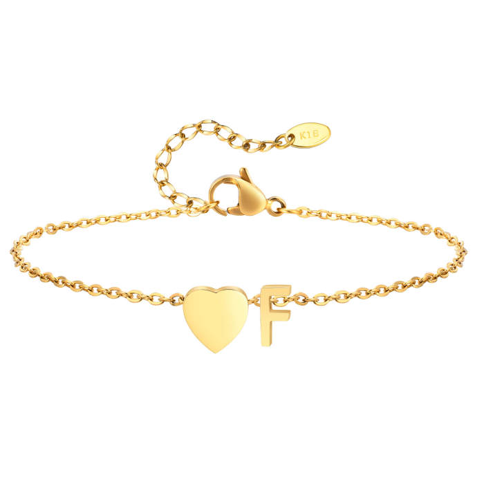 Wholesale Stainless Steel Heart Initial Anklet