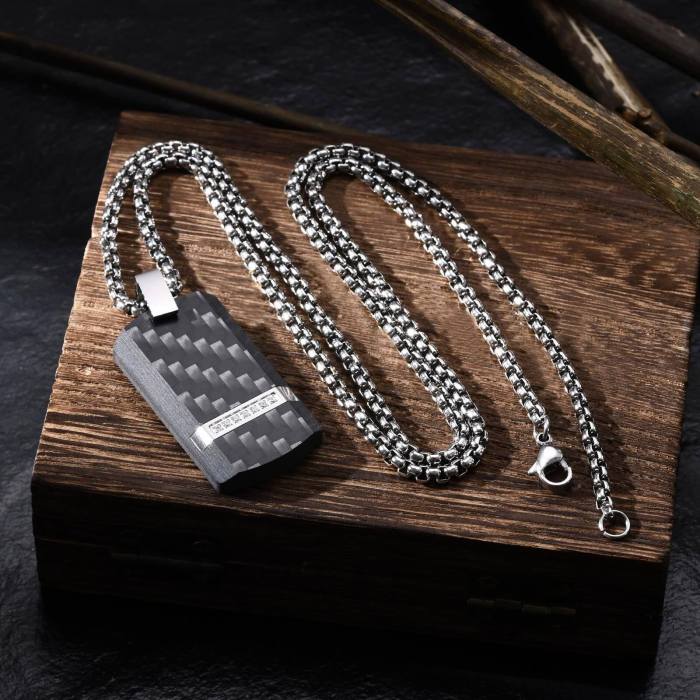 Wholesale Stainless Stee Carbon Fiber Dog Tag Pendant