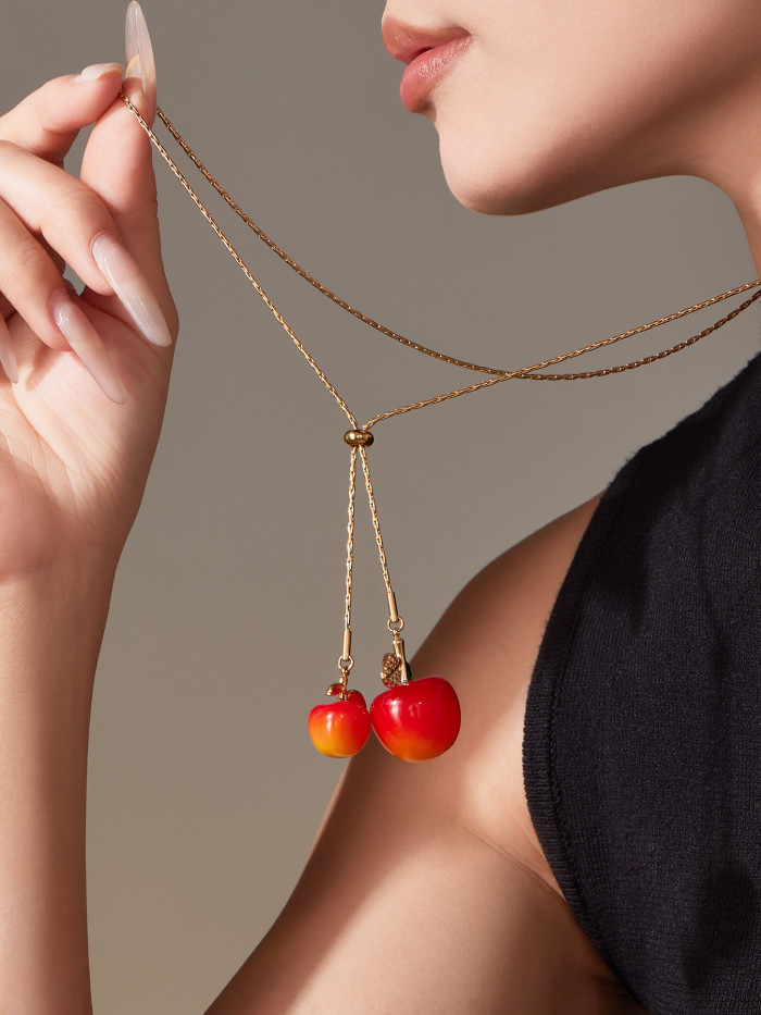 Wholesale Cherry and Zirconia Sweater Chain
