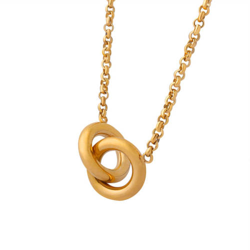 Wholesale Stainless Steel Interlocking Ring Pendant Necklace