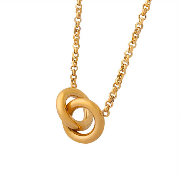 Wholesale Stainless Steel Interlocking Ring Pendant Necklace
