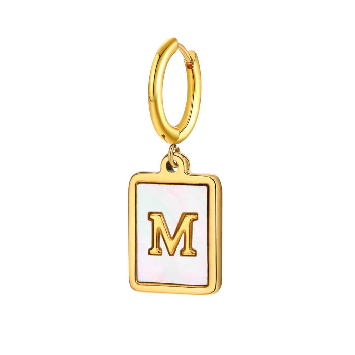 Wholesale Stainless Steel Initial Shell Huggie Hoop Earring