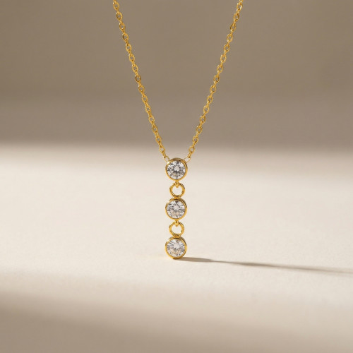 Wholesale Stainless Steel Three-Stone Drop Necklace