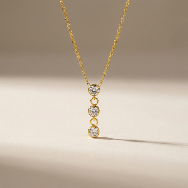 Wholesale Stainless Steel Three-Stone Drop Necklace