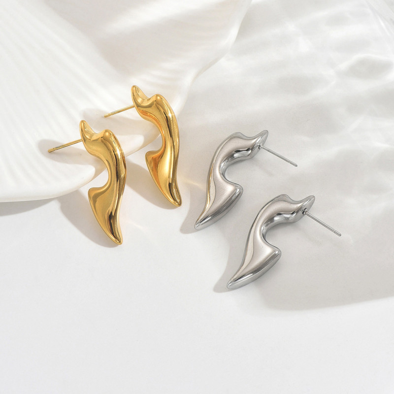Wholesale Stainless Steel Abstract Curve Earrings