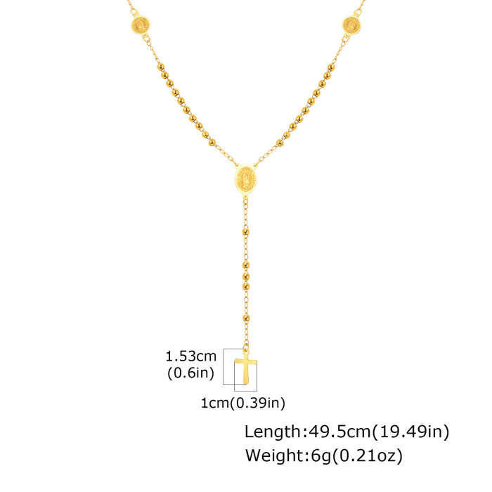 Wholesale Stainless Steel Crucifix Madonna Necklace