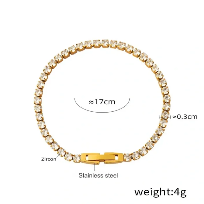 Wholesale Stainless Steel Gold Plated CZ Tennis Bracelet