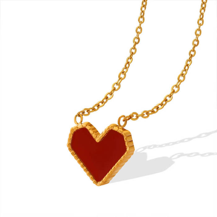 Wholesale Stainless Steel Red Heart Necklace