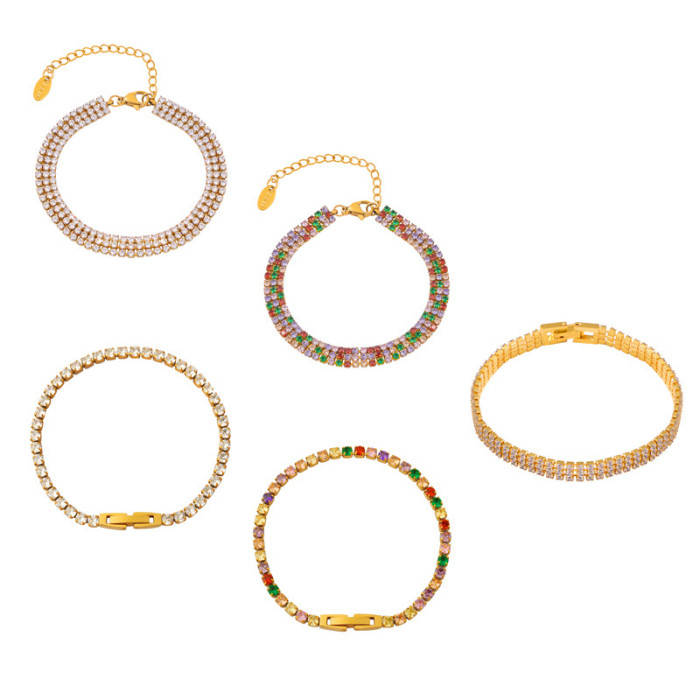 Wholesale Stainless Steel Gold Plated CZ Tennis Bracelet