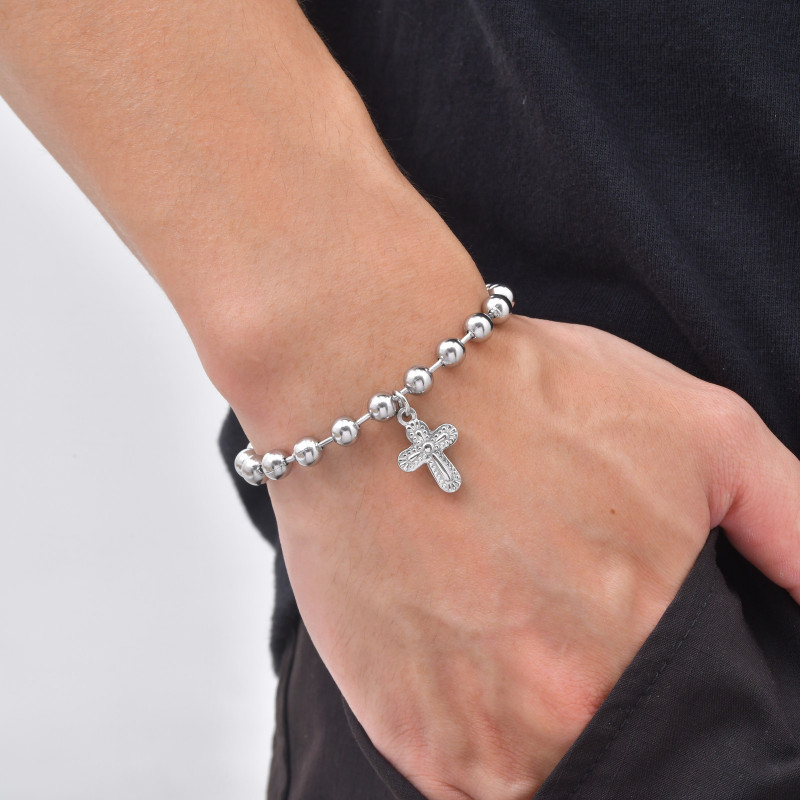 Wholesale Stainless Steel Cross Bead Bracelet