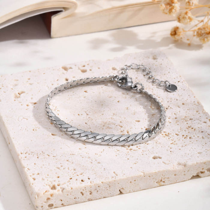 Wholesale Stainless Steel Flat NK Chain Mens Bracelets