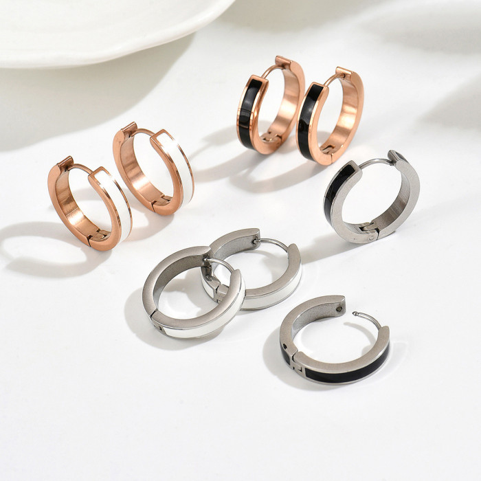 Wholesale Stainless Steel Enamel Hoop Earrings
