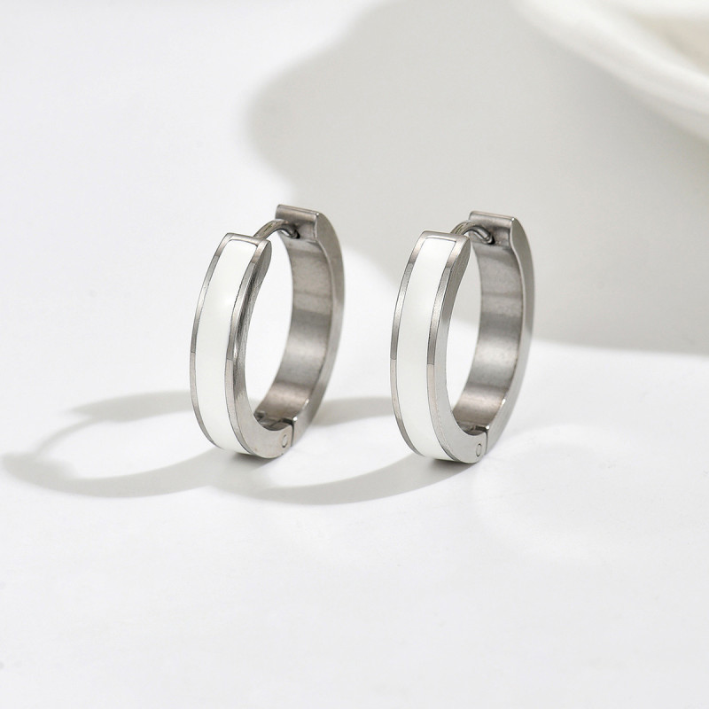 Wholesale Stainless Steel Enamel Hoop Earrings