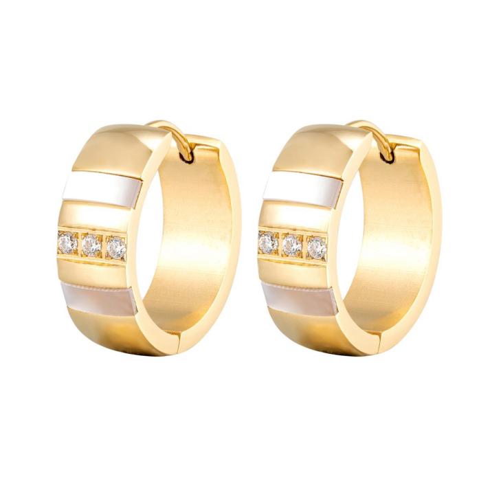 Wholesale Stainless Steel Mother of Pearl Hoop Earrings