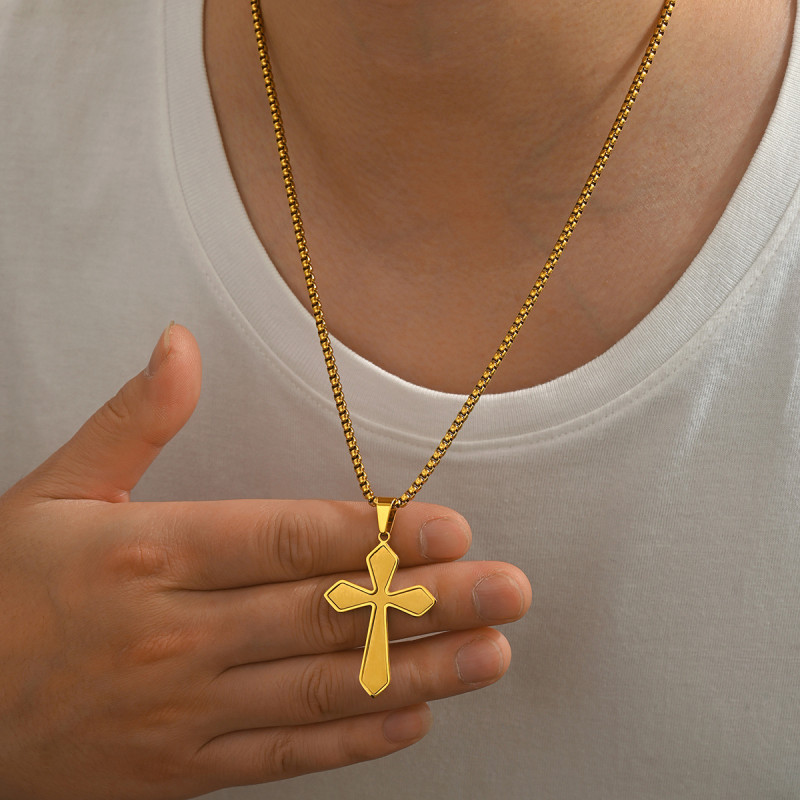 Wholesale Stainless Steel Diamond-Edge Layered Crucifix