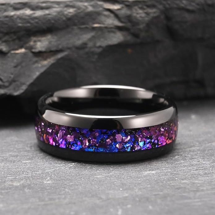 Wholesale 8MM Tungsten Carbide Black Domed Band Rings